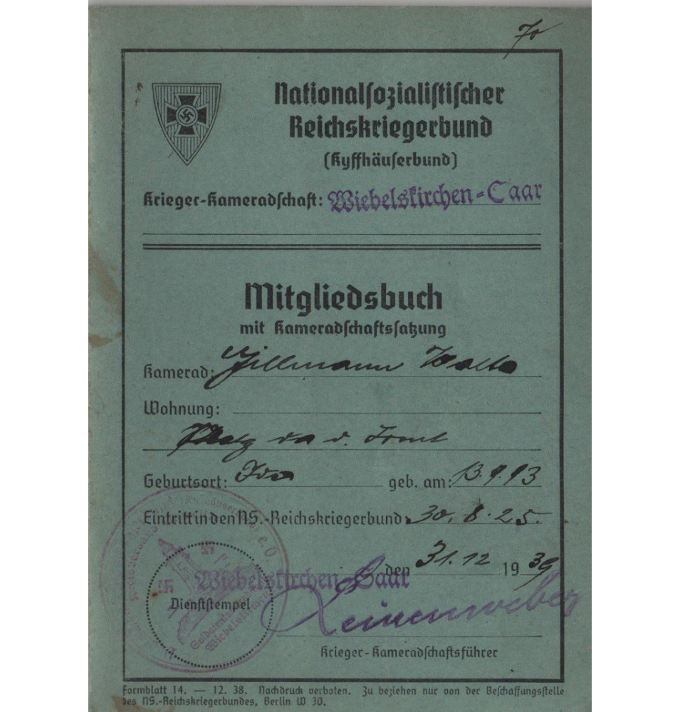 *Mitgliedsbuch - Kyffhäuser*