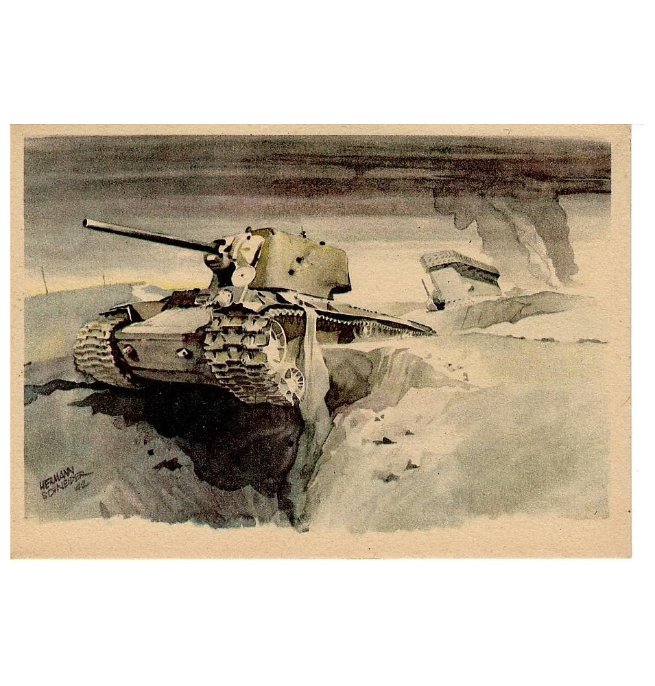 Postkarte - Sowjetpanzer