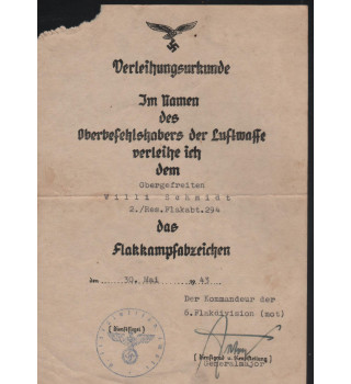 Konvolut- Flakkampfabzeichen und KVK