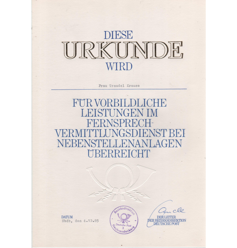 Urkunde - DDR