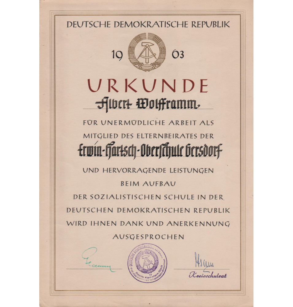 Urkunde - DDR