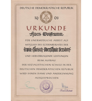 Urkunde - DDR