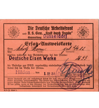 *Mitgliedsausweis der Deutschen Arbeitsfront*
