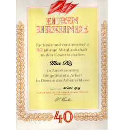 *Certificat d'honneur  .DDR*