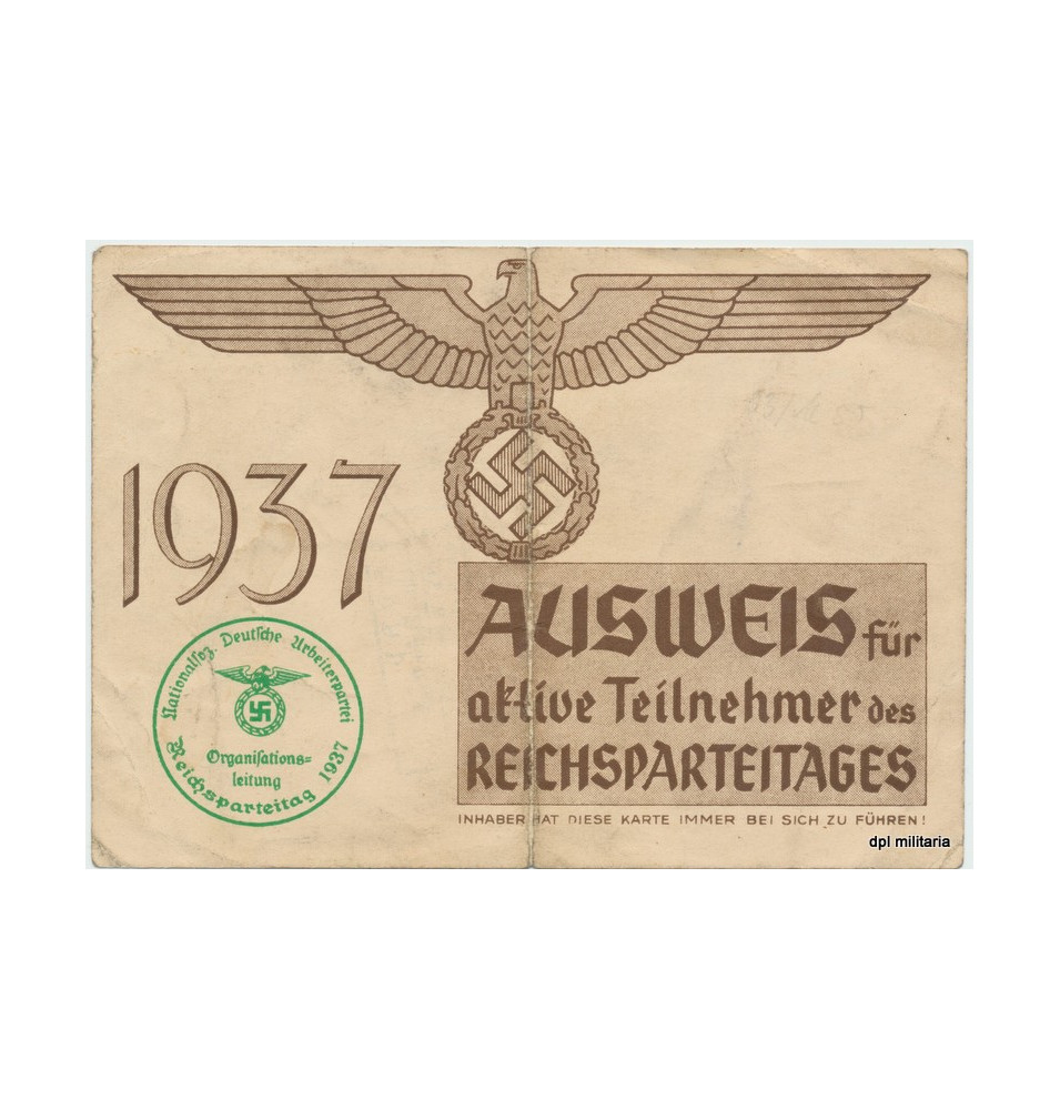 Ausweis für aktive Teilnehmer des Reichsparteitags *