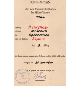 *Certificat d'honneur - BDM*