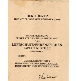 *Certificat défense aérienne*