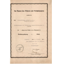 *Certificat de service Wehrmacht*