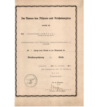 *Certificat de service Wehrmacht*