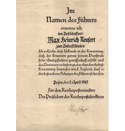 *Urkunde -Reichspost*