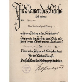 *Urkunde -  Reichspost*