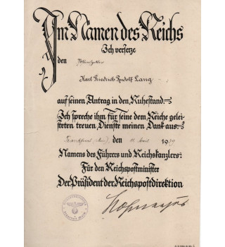 *Certificat Reichspost*