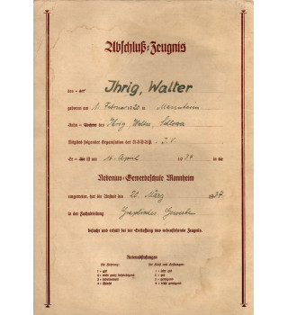 *Abschlusszeugnis  20 März 1937*