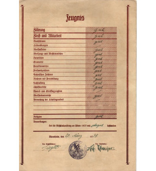 *Abschlusszeugnis  20 März 1937*