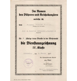 *Certificats 4 et 12 ans de service - Wehrmacht