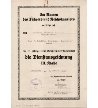 *Certificats 4 et 12 ans de service - Wehrmacht