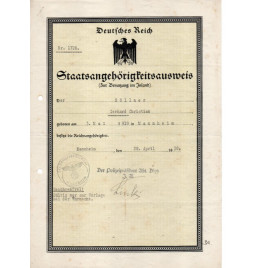 *Certificat de nationalité allemande*