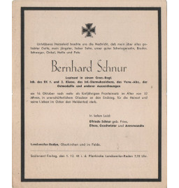 **Todesanzeige - Leutnant Gren. - Regt*
