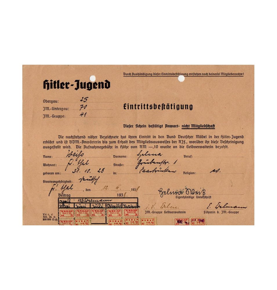*Eintrittsbestätigung - BDM*