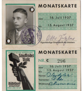 *Monatskarte - Düsseldorf 1937*
