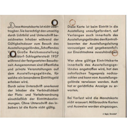 *Monatskarte - Düsseldorf 1937*