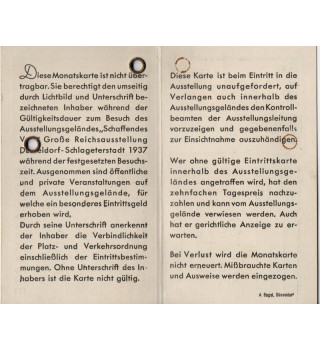 *Monatskarte - Düsseldorf 1937*