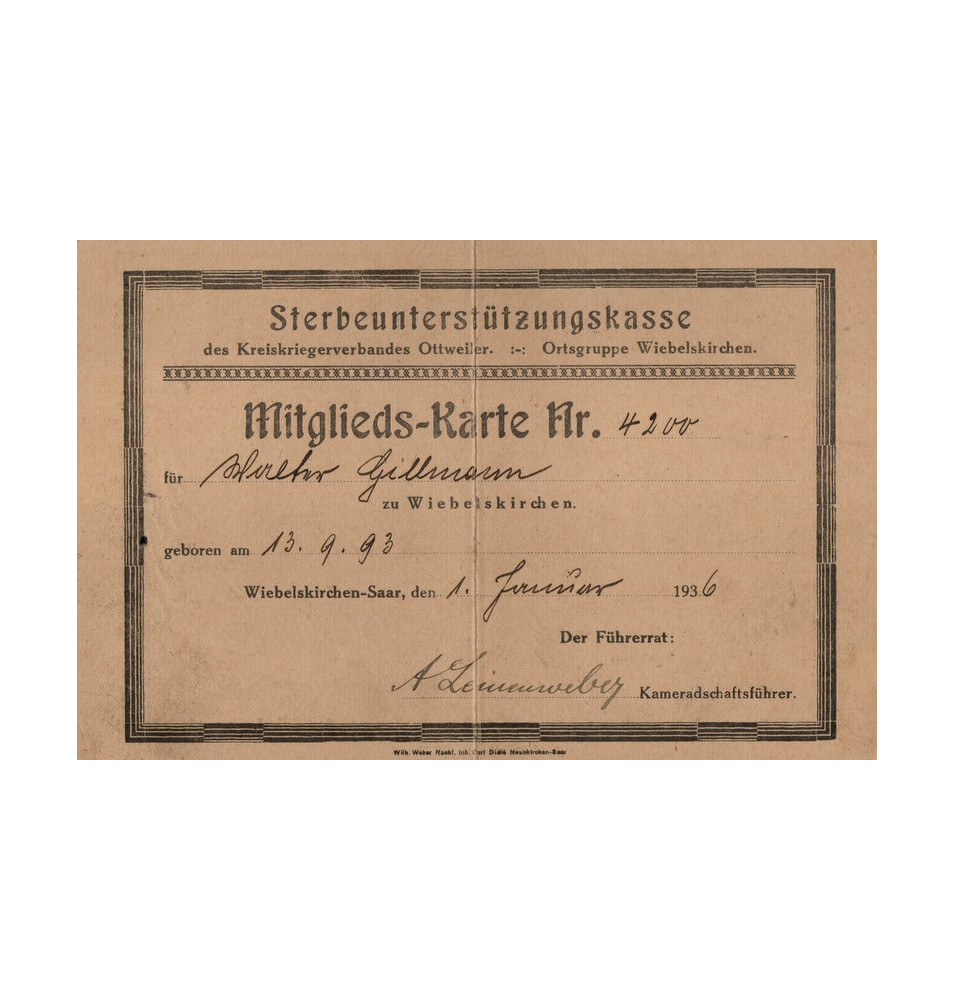 *Sterbeunterstützungskasse*