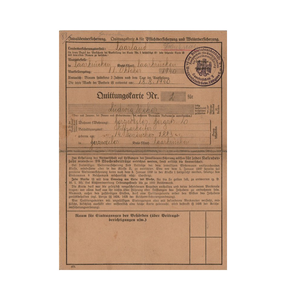 *Carte d'assurance invalidité*