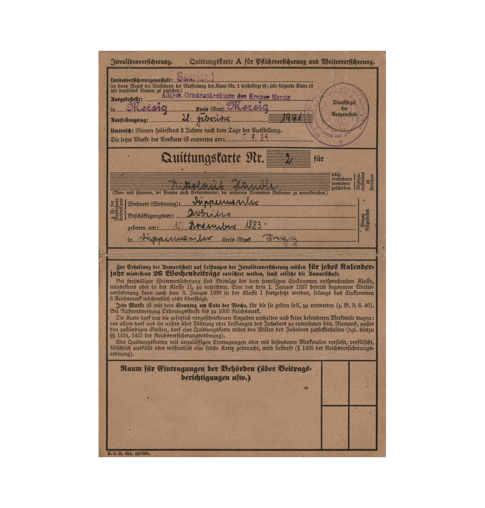 *Carte d'assurance invalidité*