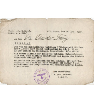 *Zwangseinberufung - August 1939*