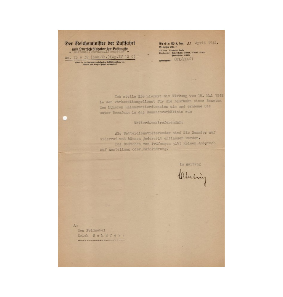 *Courrier - Ministère de l'aviation*