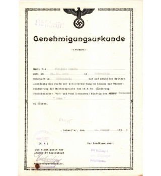 *Genehmigungsurkunde**