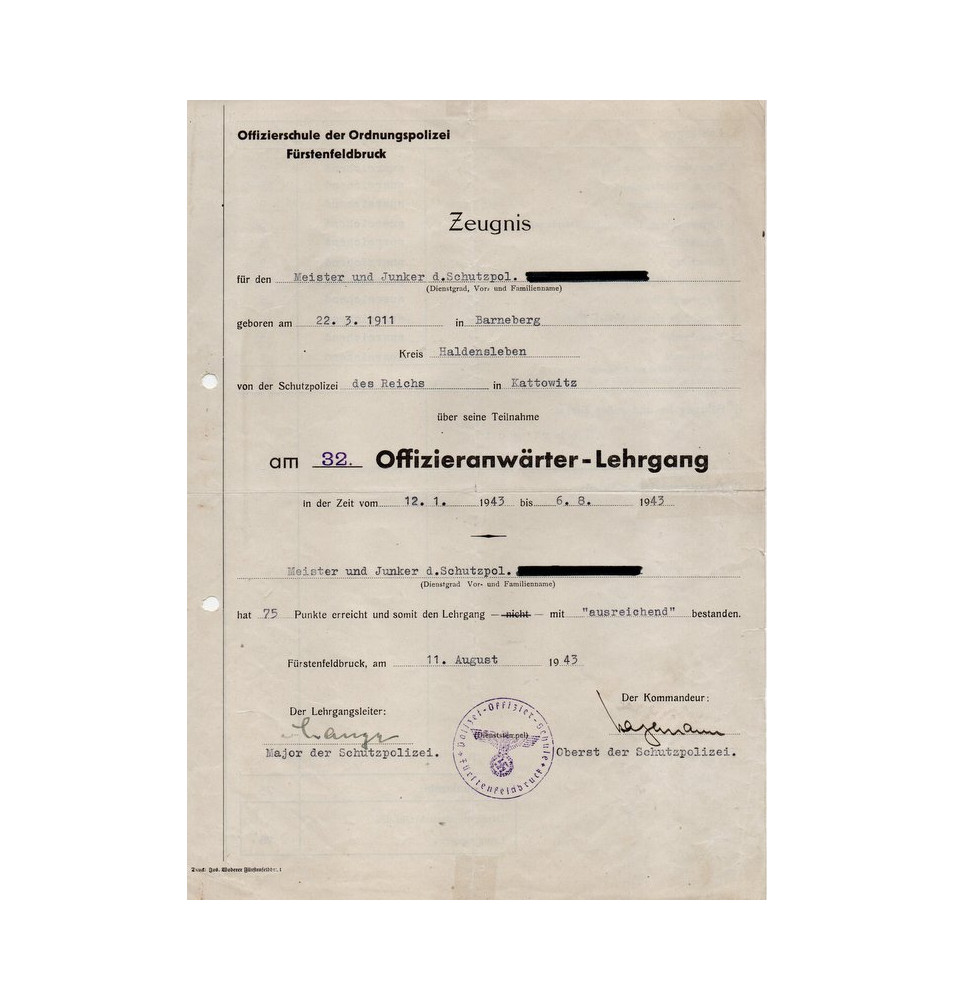 *Ausbildungszeugnis*
