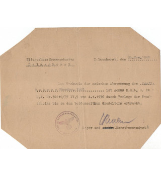 *Attestation de conformité d'aryanisation*