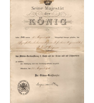 *Certificat  - Croix du mérite de guerre*