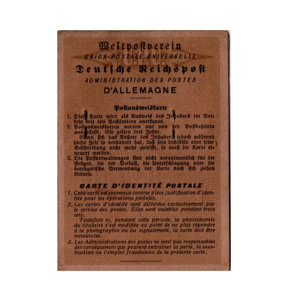 *Carte d'identité postale*