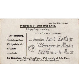 *Carte de correspondance - Prisonnier allemand*