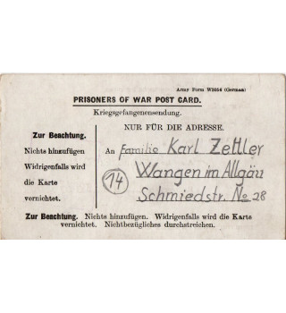 *Carte de correspondance - Prisonnier allemand*