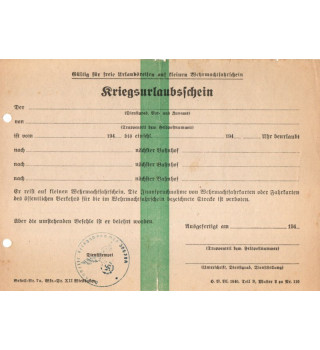 *Kriegsurlaubsschein*