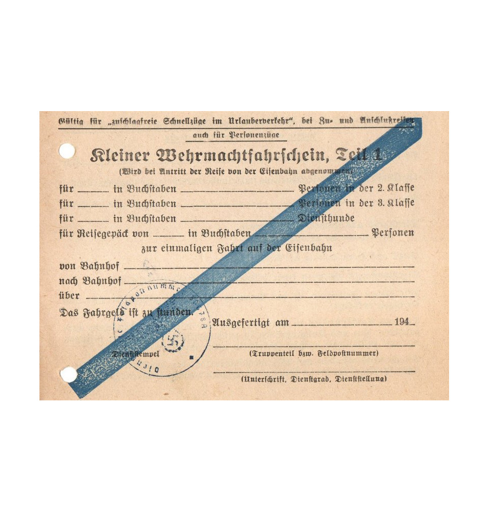 ** Wehrmachtsfahrkarte**