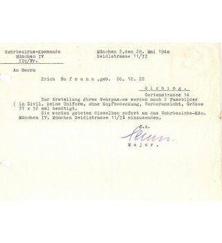 *Etablissement carte d'identité militaire( Wehrpaß)*