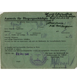 *Ausweis für Fliegerschädigte.*