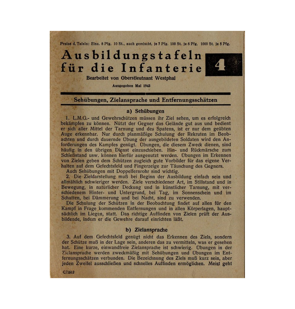 *Ausbildunstafeln für die Infanterie*