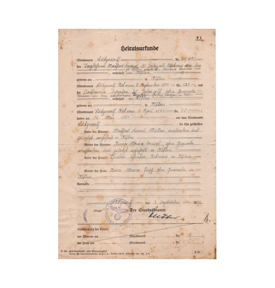*Acte de mariage & acte de naissance*