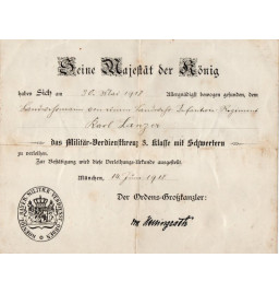 *Urkunde - Militär - Verdienstkreuz*