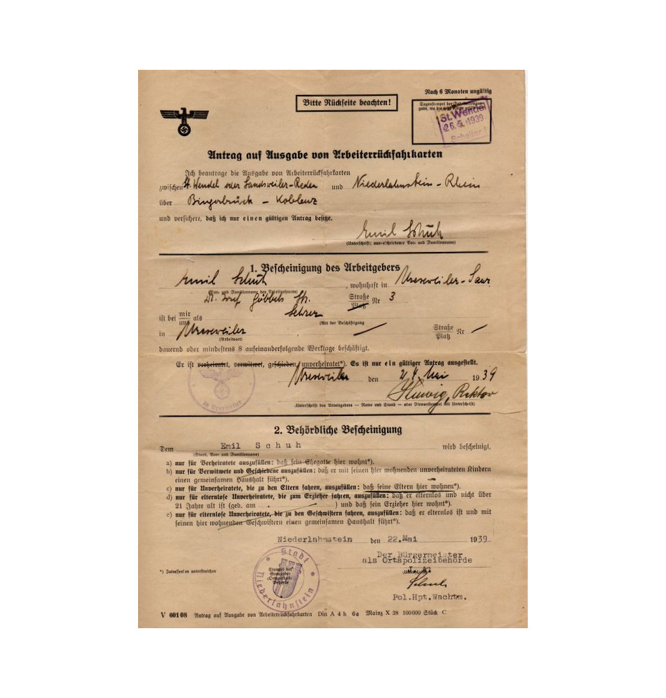 *Délivrance  - billet de retour*