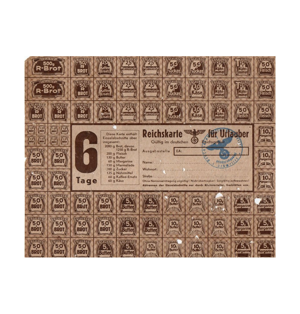 *Carte de rationnement alimentaires *