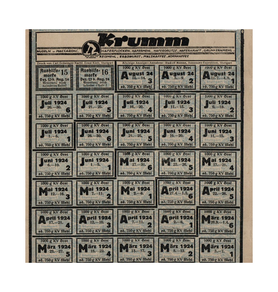 *Lebensmittelkarte - 1924*