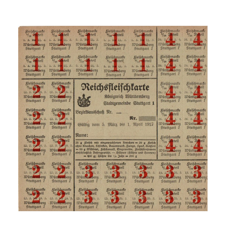 *Reichsfleischkarte* 1917*