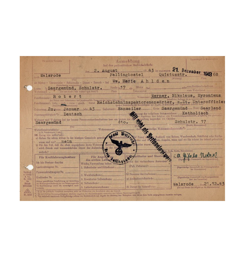 *Reichsbahn-Anwärterregistrierung*